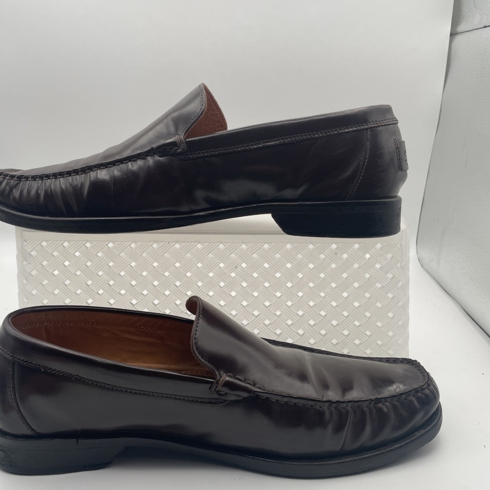 COACH Men's Leather Brown Burgundy Moc Toe Venetian Loafers US 11D Made in Italy - Picture 7 of 12